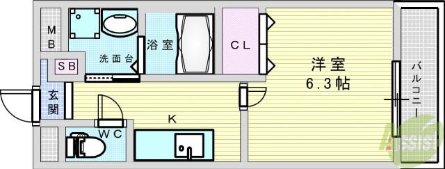 フォレストプラザI(1K/3階)の間取り写真