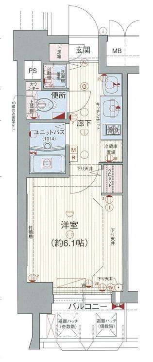 プレサンス天神橋ディオレ(ワンルーム/6階)の間取り写真