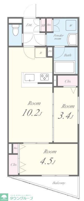 RESIDENCE KOENJI SQUARE(2LDK/4階)の間取り写真
