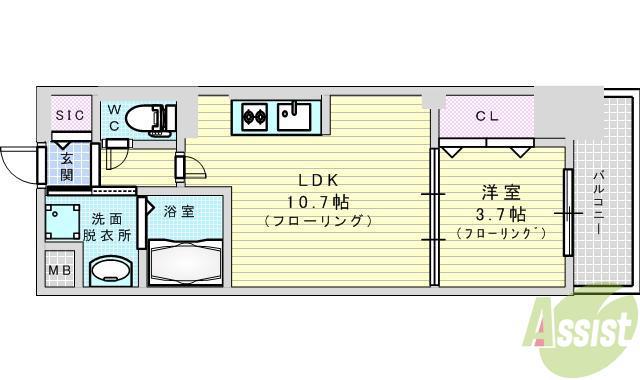 STOLZKISHIBE(1LDK/4階)の間取り写真