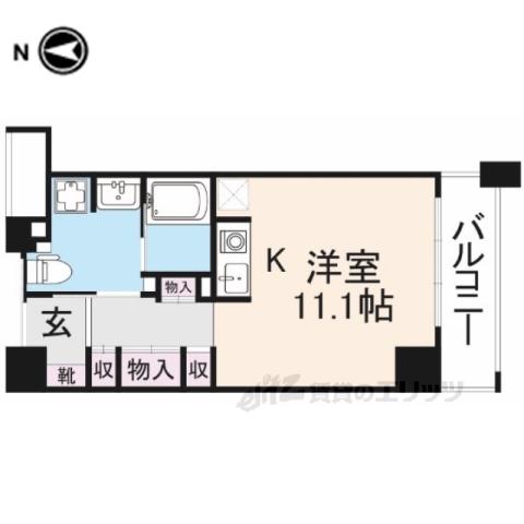 ベルアンジュ奈良(ワンルーム/3階)の間取り写真