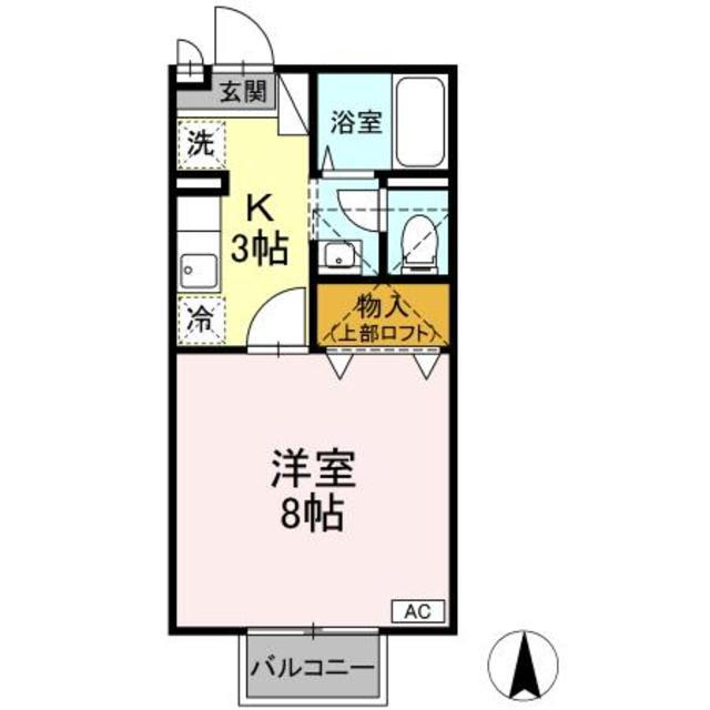 ドルフKII(1K/2階)の間取り写真