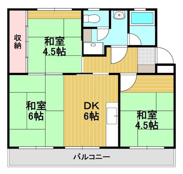 美室団地8棟(3DK/4階)の間取り写真