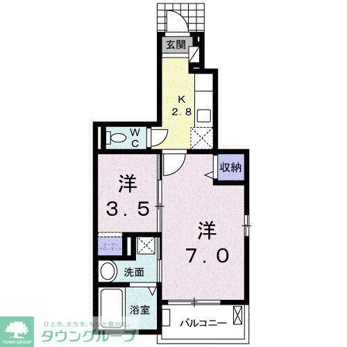 プレッソA(1SK/1階)の間取り写真