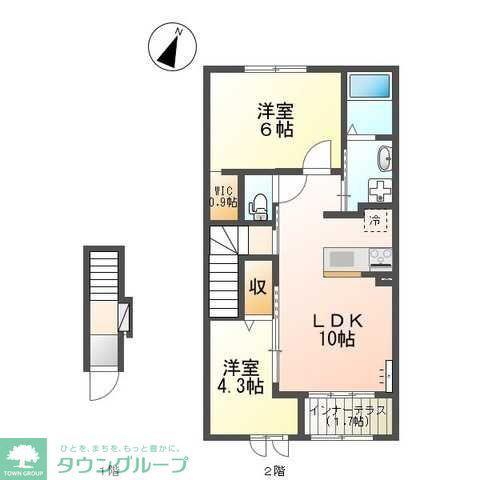 JR五日市線 武蔵増戸駅 徒歩17分 2階建 築6年(2LDK/2階)の間取り写真