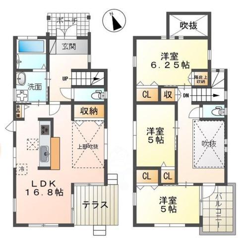 今在家戸建C(3LDK/2階)の間取り写真