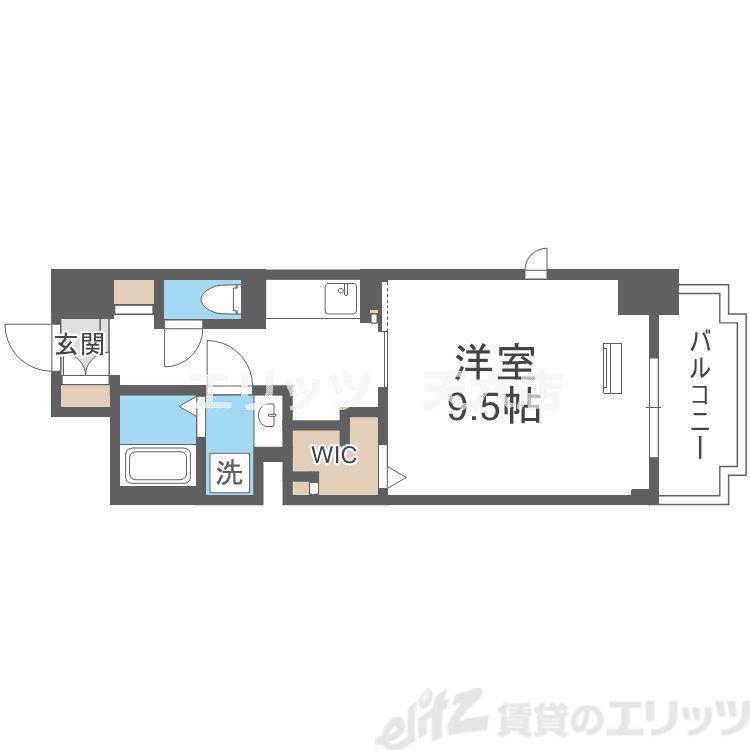 アヤコート(1K/3階)の間取り写真