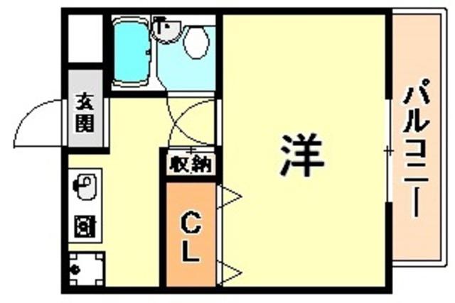 ドムールコスモス魚崎南(1K/4階)の間取り写真