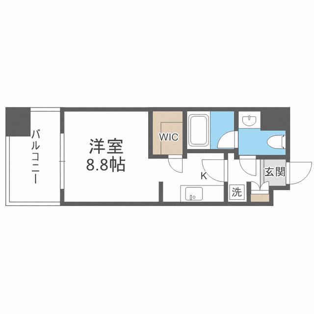 パークアクシス福岡県庁前(ワンルーム/13階)の間取り写真