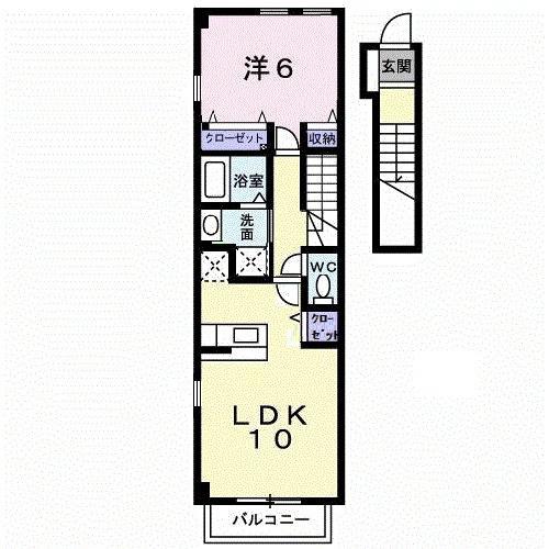 ポラリス壱番館(1LDK/2階)の間取り写真