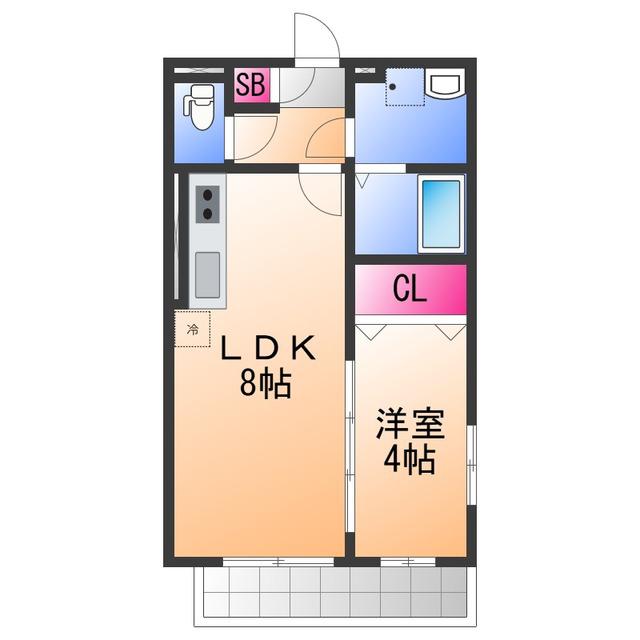 ALEGRIA北助松サウス(1LDK/2階)の間取り写真