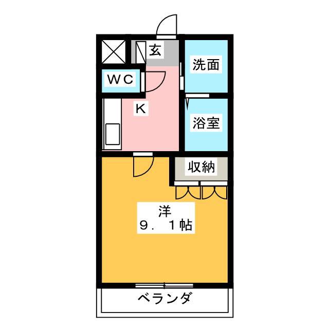 シャルマン カトレア(1K/2階)の間取り写真
