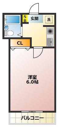 タカラビル(1K/3階)の間取り写真