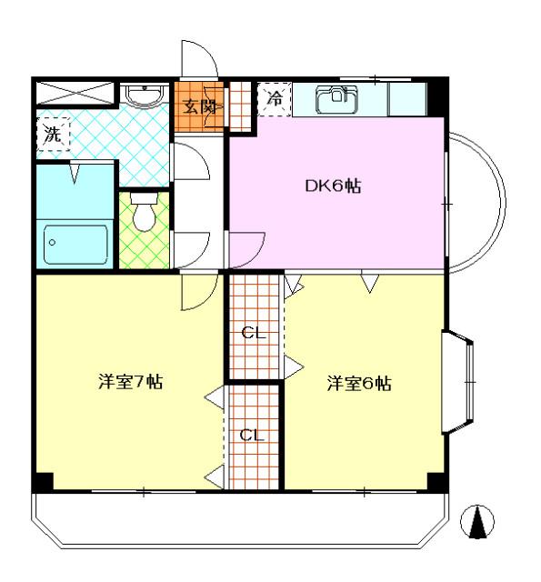 ハイツアゼリアII(2DK/1階)の間取り写真