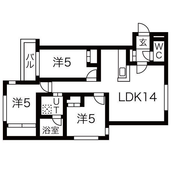 メニーズコート発寒中央(3LDK/3階)の間取り写真