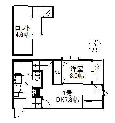 アルル室見川 445(1DK/1階)の間取り写真
