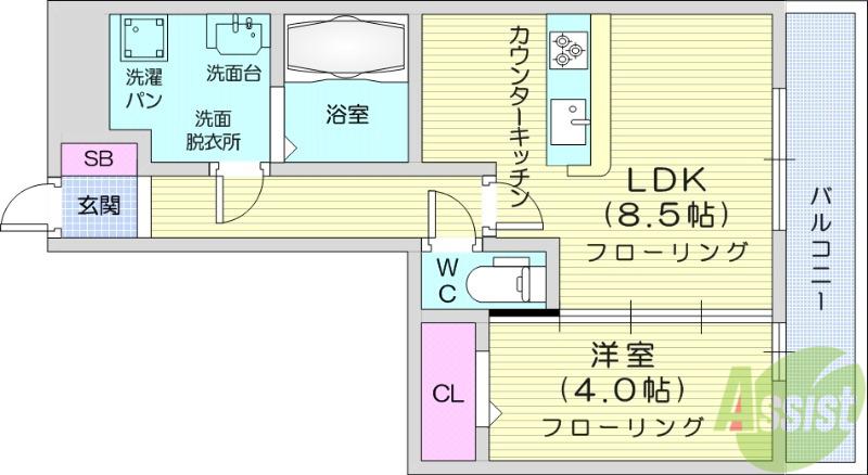 パレス イースト(1LDK/3階)の間取り写真