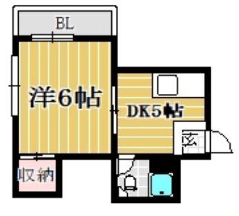 オリンダビレッジ薬院(1DK/2階)の間取り写真