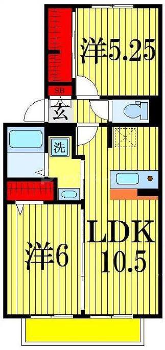 エクレール鷺沼(2LDK/1階)の間取り写真