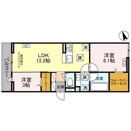 ノーブルパレス東大宮(2LDK/1階)の間取り写真