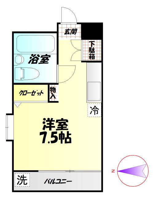 メゾン ド シャンテ(ワンルーム/4階)の間取り写真