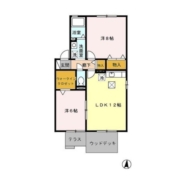 D-ROOM GREENVILLAGE(2LDK/1階)の間取り写真