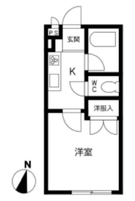 グリーンウッドⅡ(1K/1階)の間取り写真