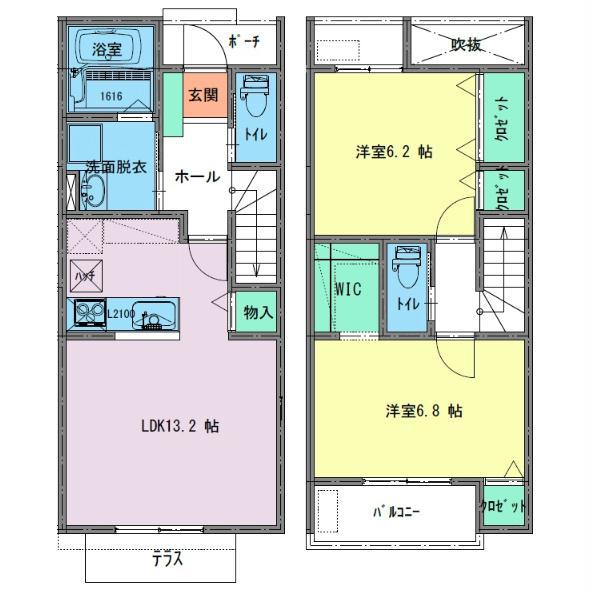 ラルーチェ(2LDK/1階)の間取り写真