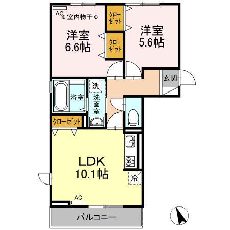 D-ROOMエマ(2LDK/2階)の間取り写真