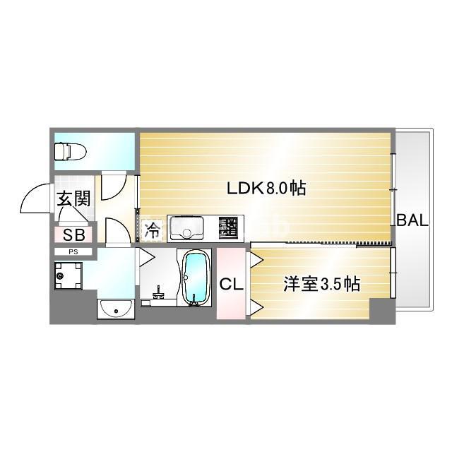 SDグランツ神戸ウエスト(1LDK/3階)の間取り写真