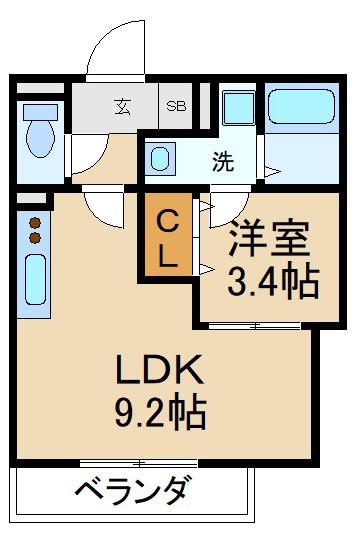 リテラス光善寺(1LDK/3階)の間取り写真
