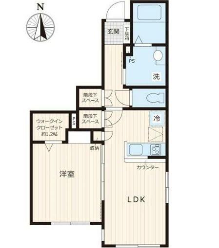 ブランメゾン三軒茶屋(1LDK/1階)の間取り写真