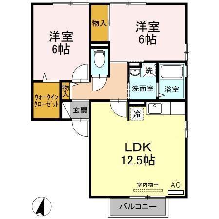グランシャリオ(2LDK/2階)の間取り写真