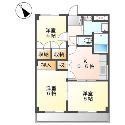 グレース南A(3DK/1階)の間取り写真