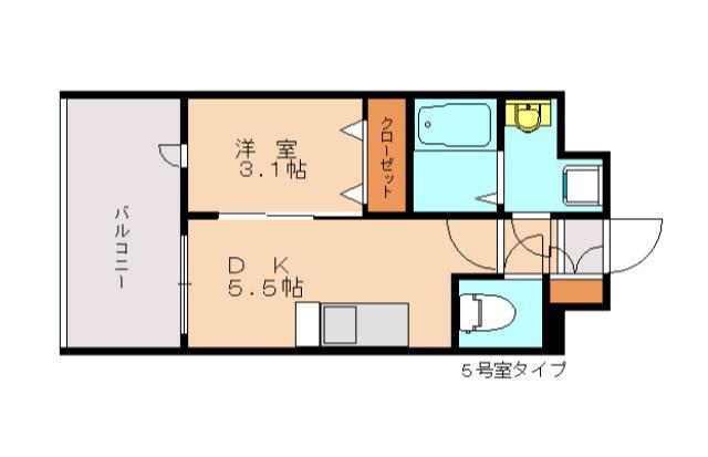 LIVE CASA県庁前(1DK/3階)の間取り写真