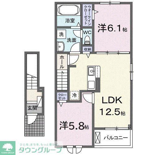 ベル フェリス E(1LDK/1階)の間取り写真