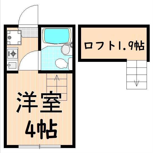 綾瀬パークハイム(ワンルーム/2階)の間取り写真