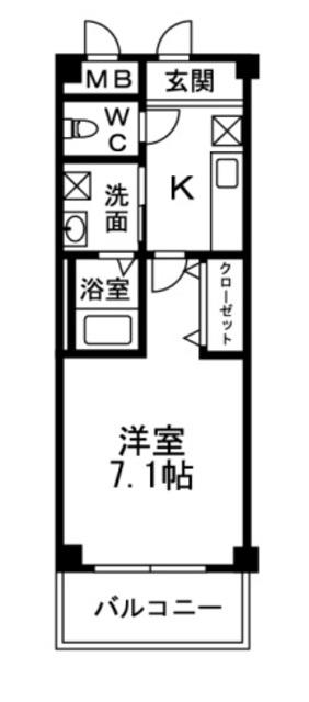 パインアベニュー(1K/1階)の間取り写真