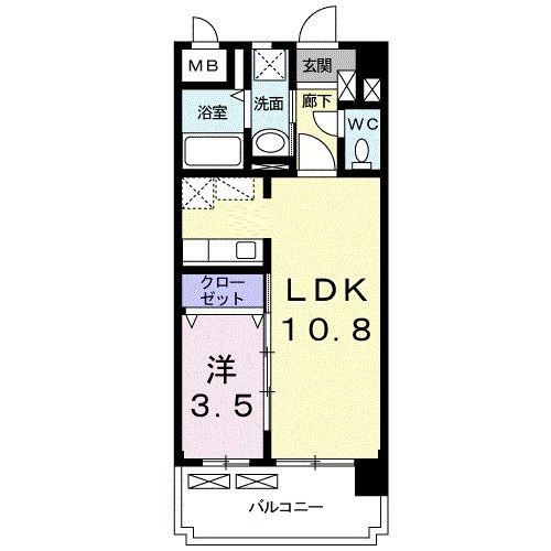 サンセール宮ノ陣(1LDK/5階)の間取り写真