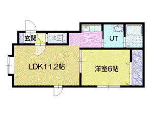 パーソナルコート小樽(1LDK/2階)の間取り写真