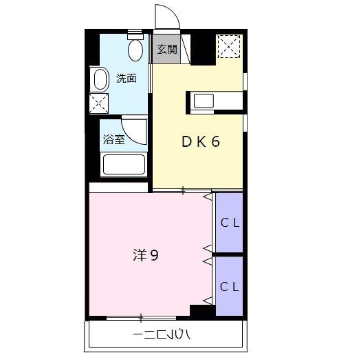 カレントII(1DK/2階)の間取り写真