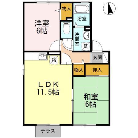アークフラッツC棟(2LDK/1階)の間取り写真