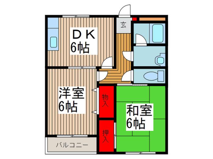 長堀マンション(2DK/3階)の間取り写真