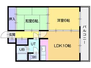 リーヴ旭山(2LDK/6階)の間取り写真