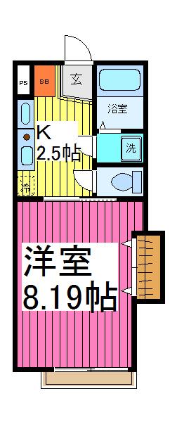 プライムハイツ(1K/1階)の間取り写真