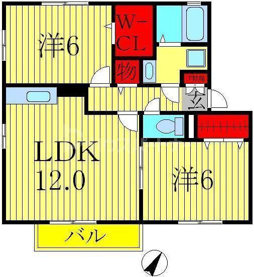 マ・シェリ(2LDK/2階)の間取り写真