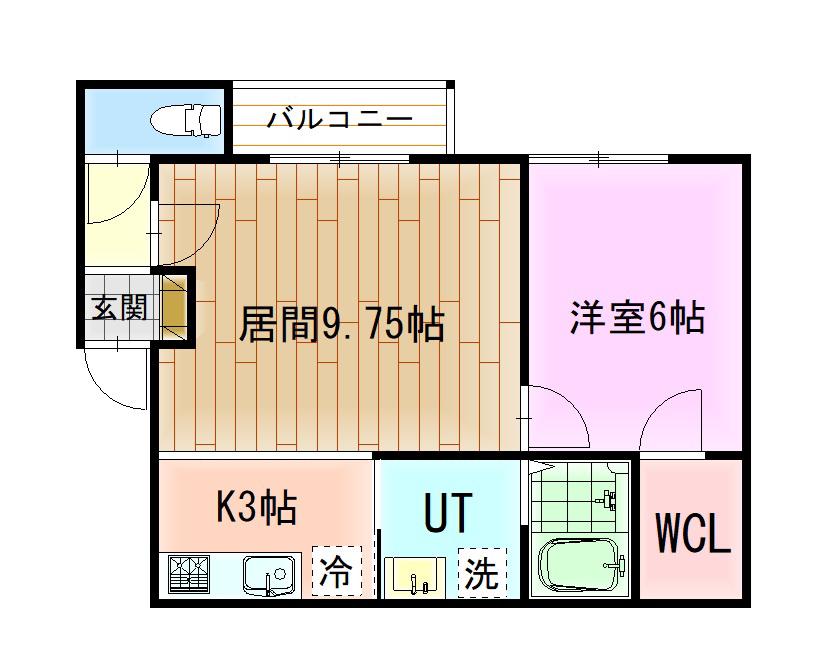 ハスコリオ神楽B(1LDK/3階)の間取り写真