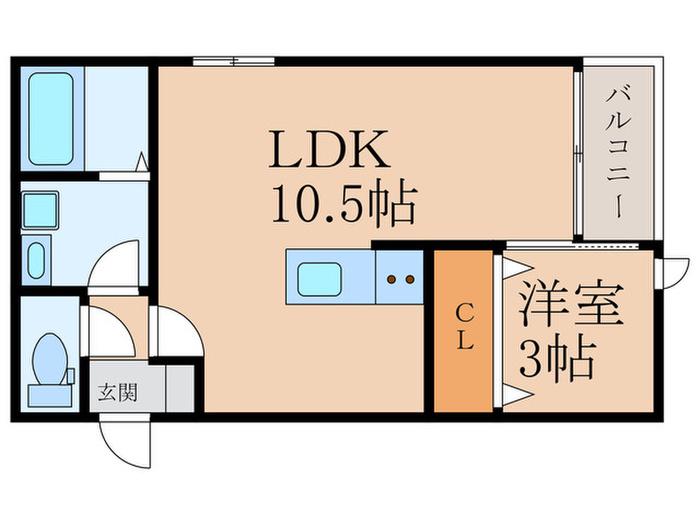 アプリーレ若松(1LDK/1階)の間取り写真