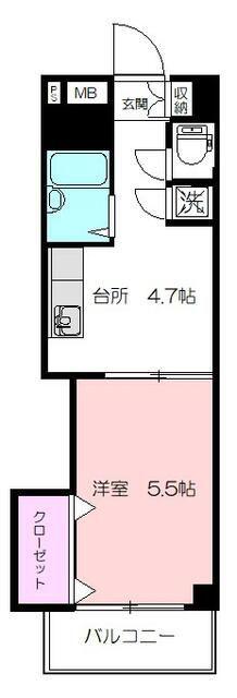 横山ビル市ヶ尾(1K/3階)の間取り写真