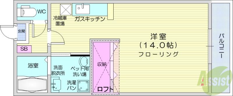 フルハウス(ワンルーム/1階)の間取り写真